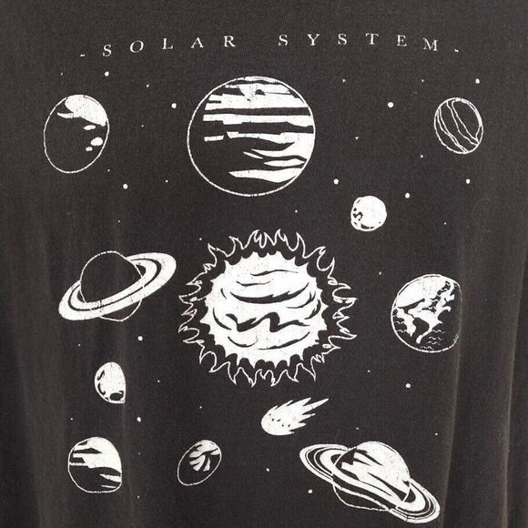 Solar System T Shirt Mens Size XL Black Outer Space Planets Fifth Sun - Picture 3 of 6